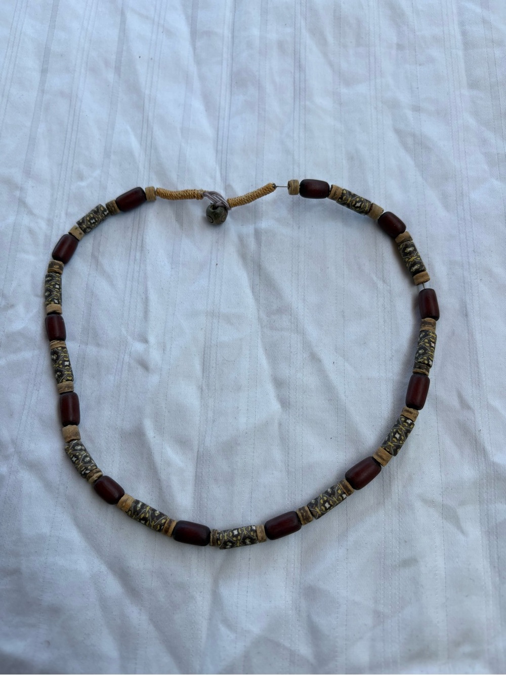 Handmade Brown and Gold Beaded Necklace - Boho Women's Jewelry